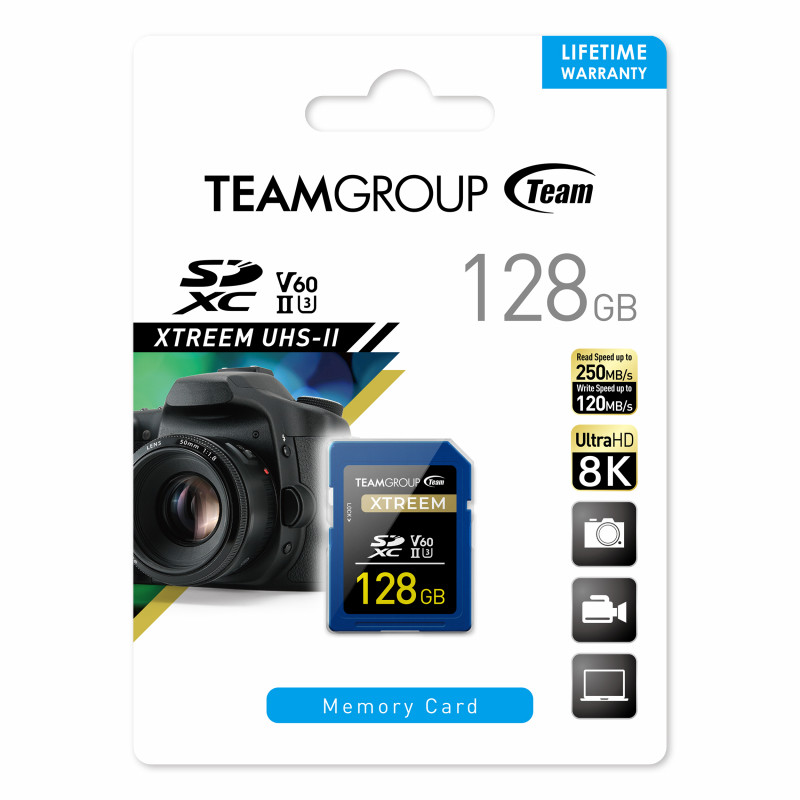 Teamgroup Xtreem 128GB SD UHS-II U30 250MB/s spominska kartica
