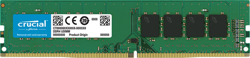 Crucial 8GB DDR4-2400 UDIMM PC4-19200 CL17, 1.2V Single Ranked