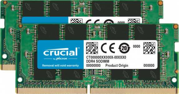 Crucial 16GB Kit (2 x 8GB) DDR4-2666 SODIMM PC4-21300 CL19, 1.2V