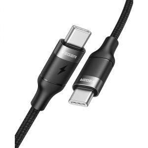 VEGER CC02 pleteni kabel USB-C na USB-C, 100W, 1,5m, črn