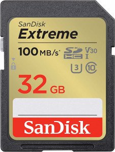 SanDisk Extreme 32GB SDHC spominska katica+ 1 leto RescuePRO Deluxe up to 100MB/s & 60MB/s Branje/Zapisovanje, UHS-I, Class 10, U3, V30