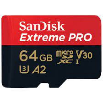 SanDisk Extreme PRO microSDXC 64GB + SD Adapter do 200MB/s & 90MB/sA2 C10 V30 UHS-I U3