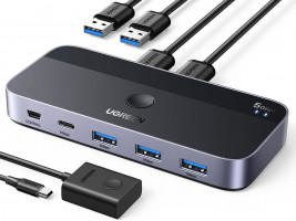 UGREEN USB 3.0 switch for 2 computers that share USB C & A devices.