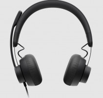 Logitech Zone wired headset, certified for Microsoft Teams, USB-C with USB-A adapter, graphite color
