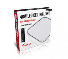 Ceiling LED light, square, 48W OPAL + remote control