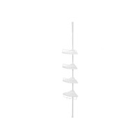 SONGMICS Corner telescopic stand with shelves for bathrooms, white, 85-305 cm
