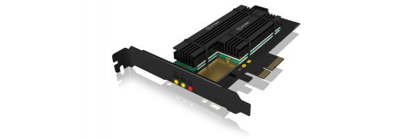 Icybox PCIe expansion card for 2x M.2 SSDs with cooler
