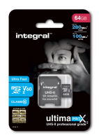INTEGRAL 64GB microSDXC 280-100MB / s UHS-II V60 + SD adapter