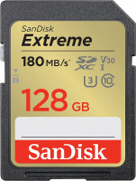 SanDisk Extreme 128GB SDXC memory card + 1 year RescuePRO Deluxe up to 180MB/s & 90MB/s read/write, UHS-I, Class 10, U3, V30