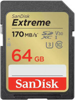 SanDisk Extreme PLUS 32GB SDXC memory card 170MB/s and 80MB/s read/write, UHS-I, Class 10, U3, V30