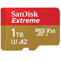 SanDisk Extreme microSDXC 1TB + SD Adapter up to 190MB/s & 130MB/s A2 C10 V30 UHS-I U3