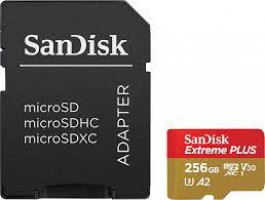 SanDisk Extreme PLUS microSDXC 256GB + SD Adapter read 200MB/s & write 140MB/s A2 C10 V30 UHS-I U3