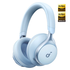 Anker Soundcore Space One over-ear Bluetooth headphones, blue.