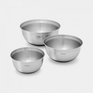 Brabantia set of steel mixing bowls 1, 1.6 & 3 l