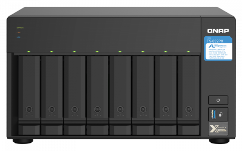 QNAP NAS server for 8 disks, 4GB ram, 2x 10Gb SFP +, 2x 2.5Gb network
