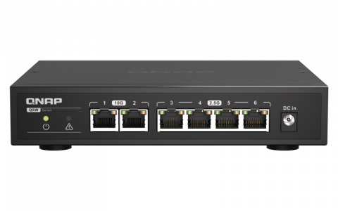 QNAP network 6 port switch 2x10Gb RJ45, 4x 2.5Gb RJ45