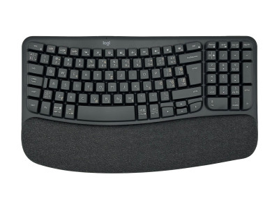 Logitech wireless keyboard ergonomic Wave Keys black SLO engraving