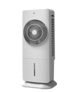 Be Cool is a visually polished oscillating air cooler with a 5l capacity and a remote control, 50W.