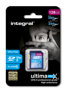 Integral 128GB ULTIMAPRO X SDXC 280 / 240MB UHS-II V90 memory card