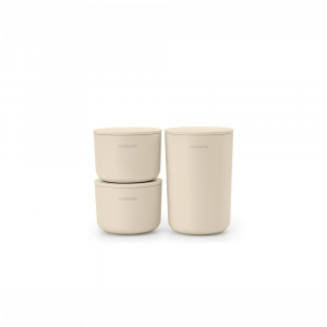 Brabantia set of 3 pots for the bathroom, beige
