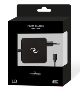 Tecnoware universal USB-C 65W power supply with "Power delivery" function