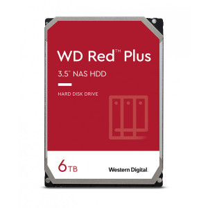 WD hard drive 6TB SATA3, 6Gb/s, 5400rpm, 256MB RED PLUS.