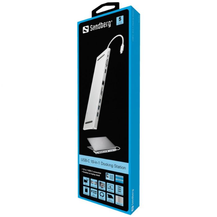Sandberg USB-C 10 v 1 Docking Station priklopna postaja za prenosnike