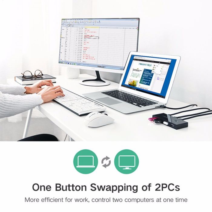 Ugreen USB stikalo / switch 4x USB 2.0 - box