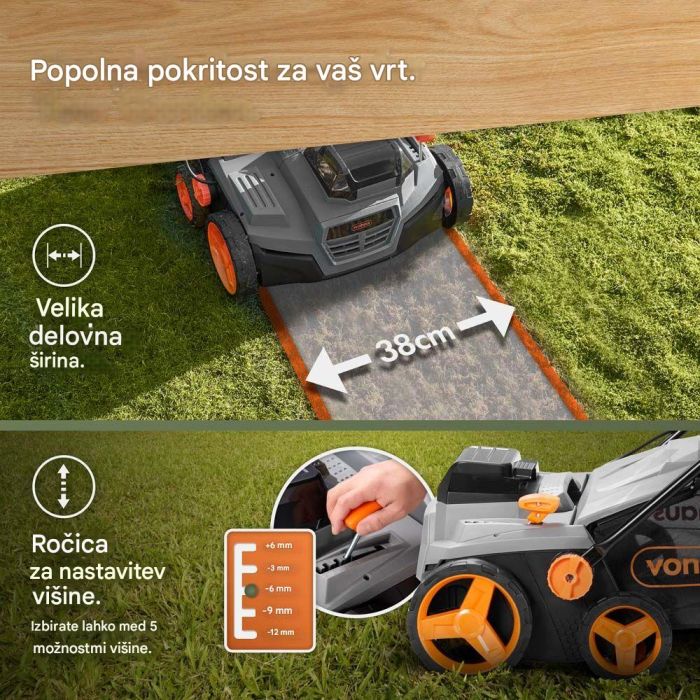 VonHaus 2-v-1 brezžični prezračevalnik in vertikulator za trato, 40 V