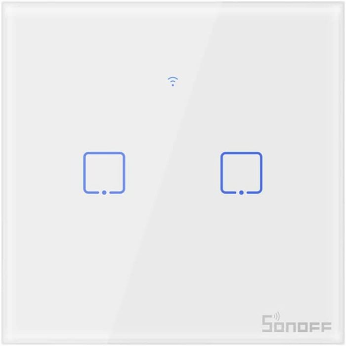 SONOFF pametno stensko stikalo Wi-Fi + RF433 dvojno T1EU2C-TX