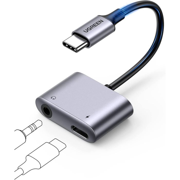 Ugreen USB C na 3,5mm adapter za slušalke in polnjenje 2 v 1