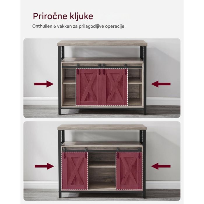 VASAGLE stranska omarica v industrijskem slogu, 100 × 33 × 80 cm