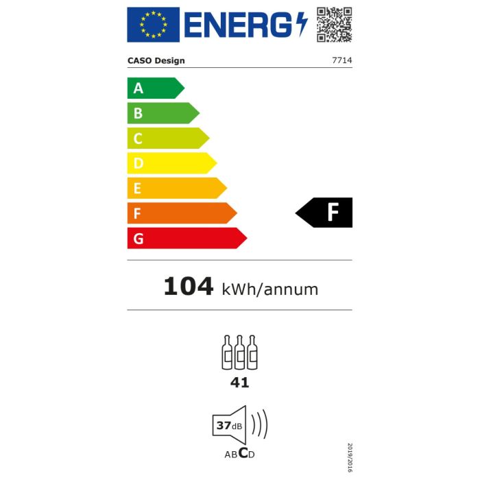 CASO WineDeluxe WD 41 črna vgradna vinska vitrina 120W