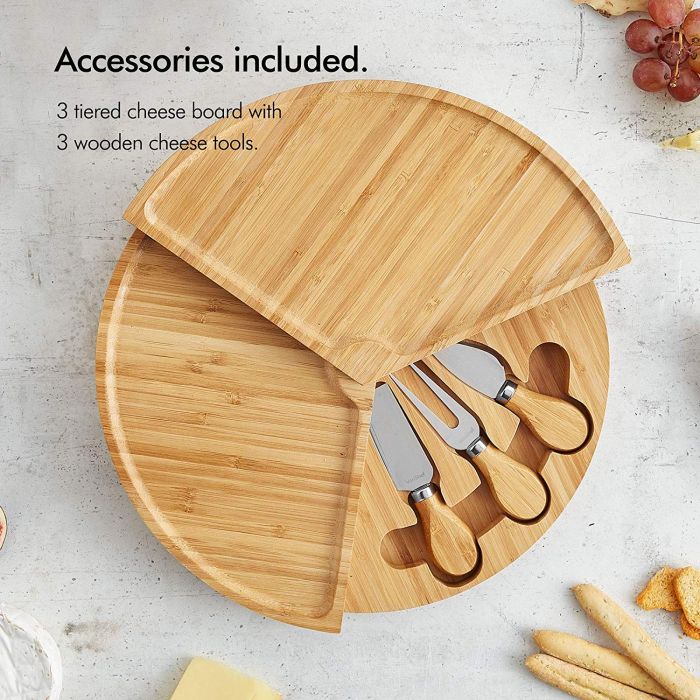 VonShef večnivojska deska s priborom iz bambusa