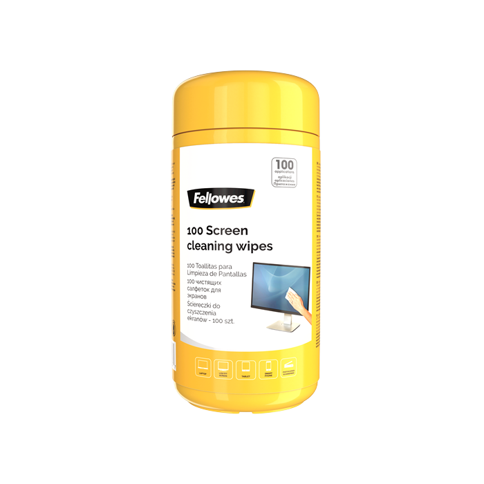 Fellowes krpice v etuiju za čiščenje vseh vrst zaslonov, 100 kos
