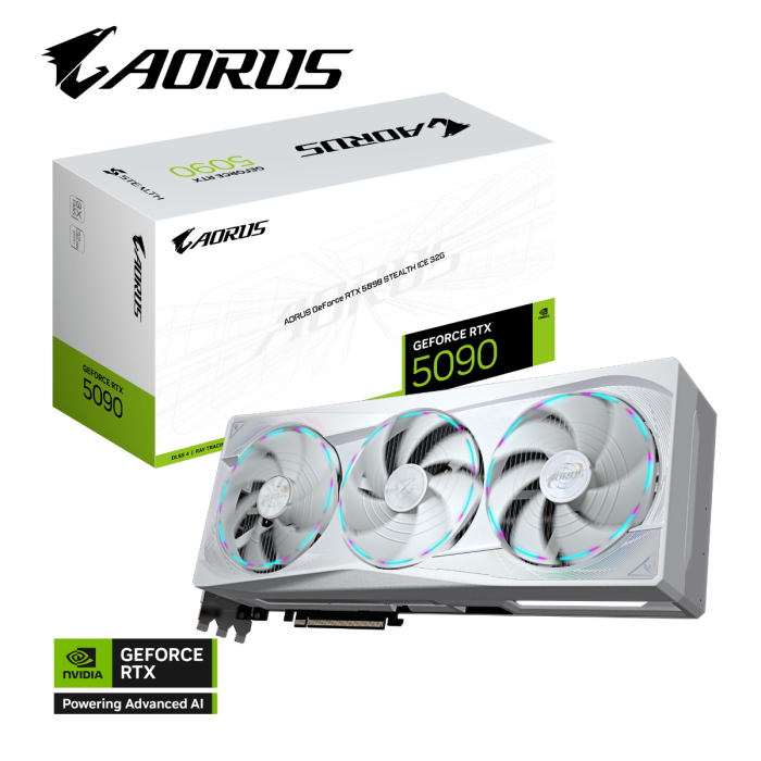 Grafična kartica GIGABYTE AORUS GeForce RTX 5090 STEALTH ICE 32G, 32GB GDDR7, PCI-E 5.0