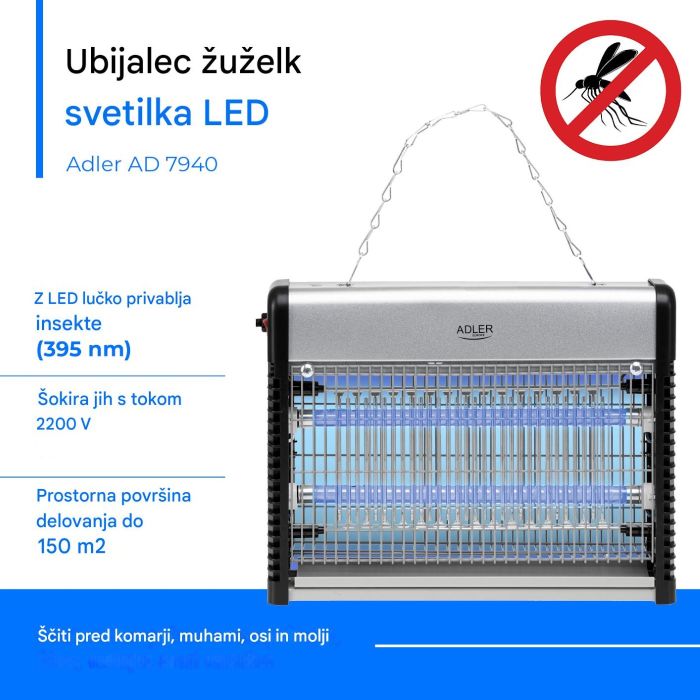 Adler svetilka proti insektom (komarji, muhe,...) AD7940 - pomanjšana slika 4