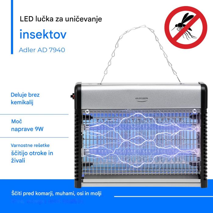 Adler svetilka proti insektom (komarji, muhe,...) AD7940 - pomanjšana slika 3