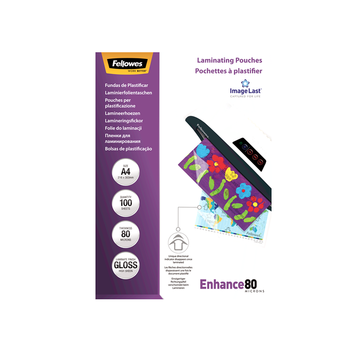 Fellowes žepki za plastificiranje A4, 80 mic, 100 kosov