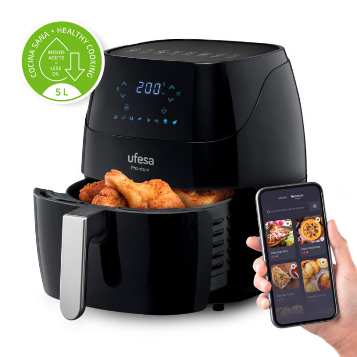 Ufesa 5L digitalni zračni cvrtnik z WiFi Phantom črn