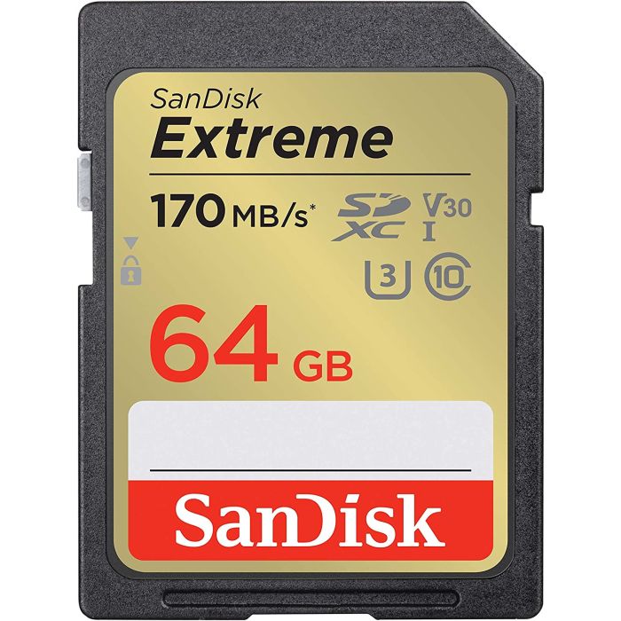 SANDISK Extreme 64GB SDXC spominska kartica + 1 leto RescuePRO Deluxe do170MB/s & 80MB/s branje/zapi