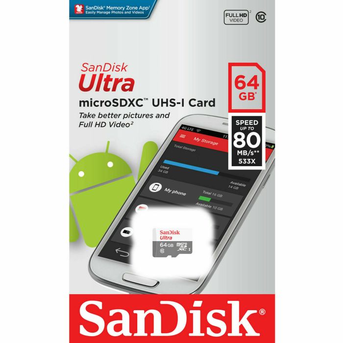 SANDISK 64GB Ultra microSDXC 100MB/s Class 10 UHS-I