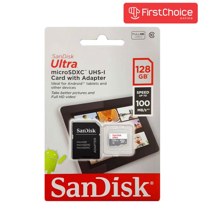 SANDISK Ultra microSDXC 128GB + SD Adapter 100MB/s Class 10 UHS-I