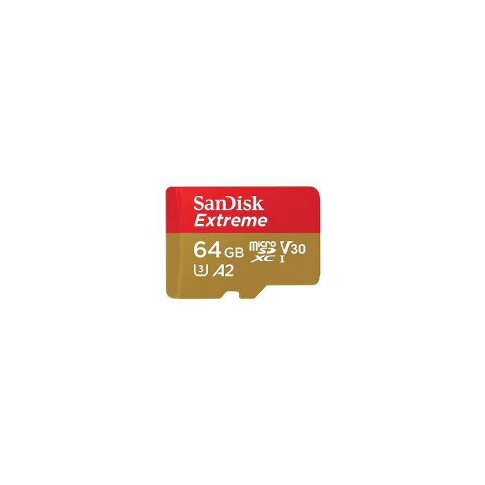 SANDISK Extreme microSDXC 64GB for Action Cams and Drones + SD Adapter 170MB/s & 80MB/s A2 C10 V30 U