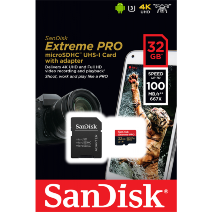 SanDisk 32GB Extreme Pro Micro SDHC A1 Class10 V30 UHS-I U3 spominska kartica