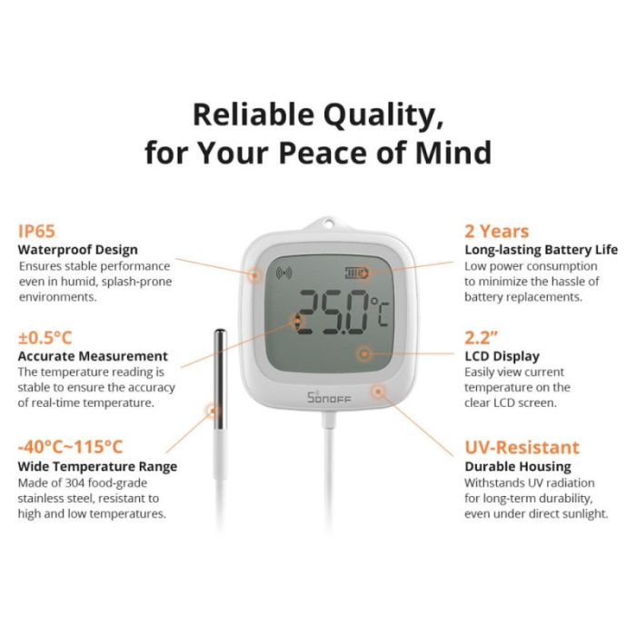 SONOFF ZigBee pametni senzor za temperaturo SNZB-02LD (različica s sondo)