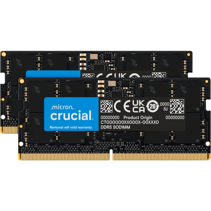 Crucial 64GB Kit (2x32GB) DDR5-5600 SODIMM CL46, 1.1V