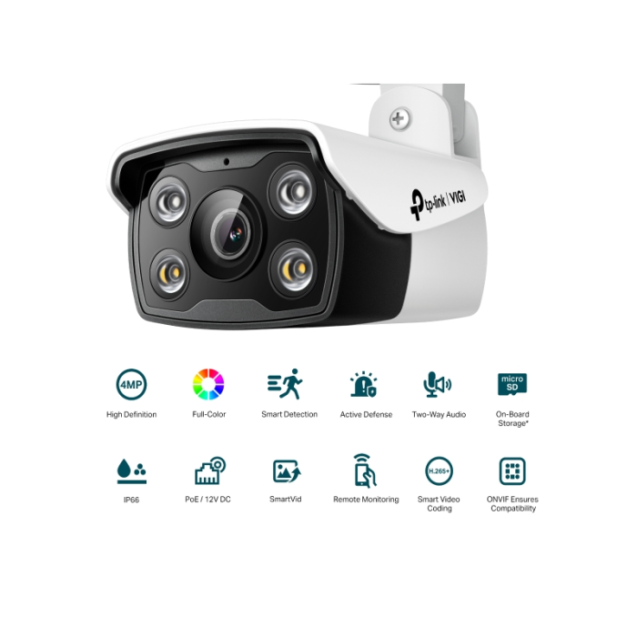 TP-LINK VIGI 4MP zunanja Full-Color Bullet mrežna kamera (do 2560 × 1440 H.265+ 30fps)