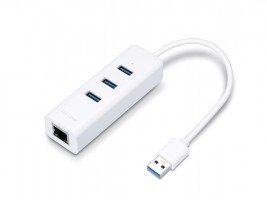 TP-LINK USB 3.0 3-Port Hub i Gigabit Ethernet adapter 2v1
