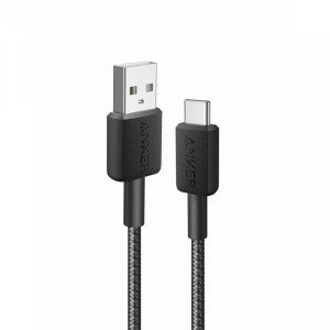 Anker 322 USB-A to USB-C pleten kabel 1,8m črn